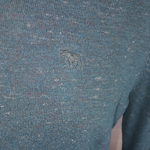 Abercrombie & Fitch Men's Pullover Sweater 2x Turquise Long Sleeve V Neck - Picture 6 of 9